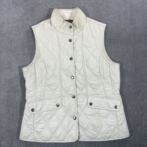 Eddie Bauer Women Small Ivory‎ Quilted Button Front Vest